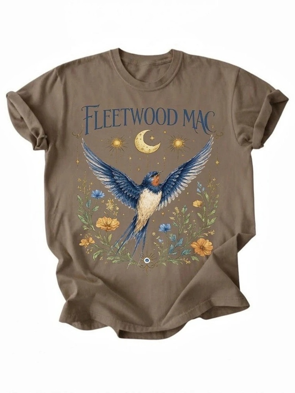 Fleetwood Mac Bird Celestial Floral Moon Stars Gildan T-Shirt